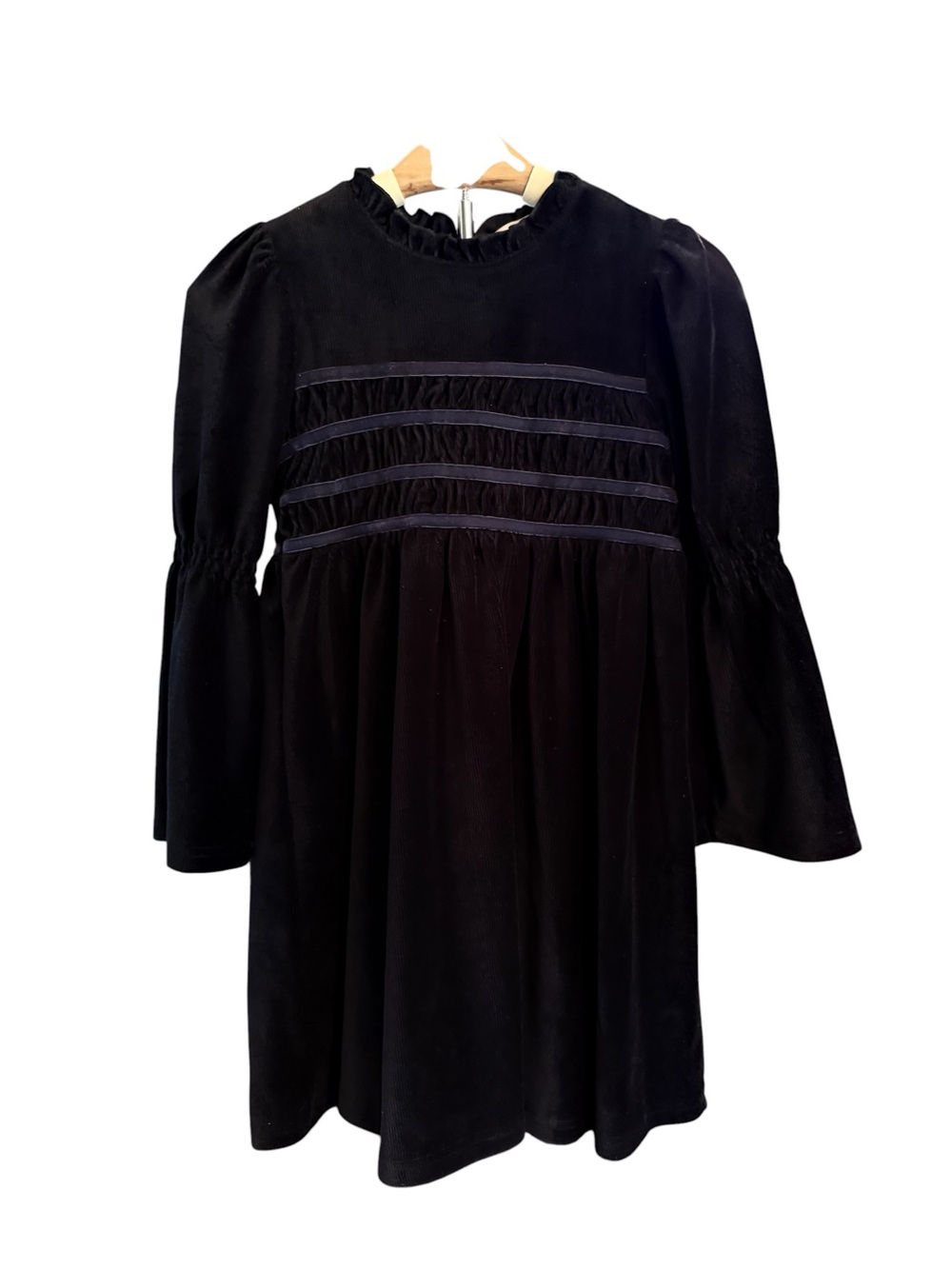 Matilda Jane Girls Size 8 Black Velvet Dress Ruffle Neck Holiday